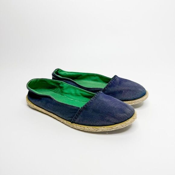 Merona Women's Navy Canvas Espadrille Flats with Green Lining Size 6.5 - Picture 7 of 7